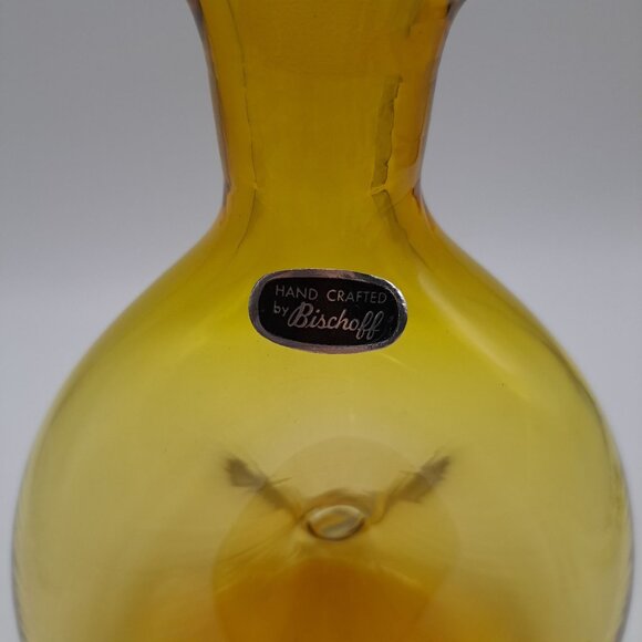 Vintage Bischoff Gold Blown Glass Donut Pinched Decanter - Picture 3 of 10